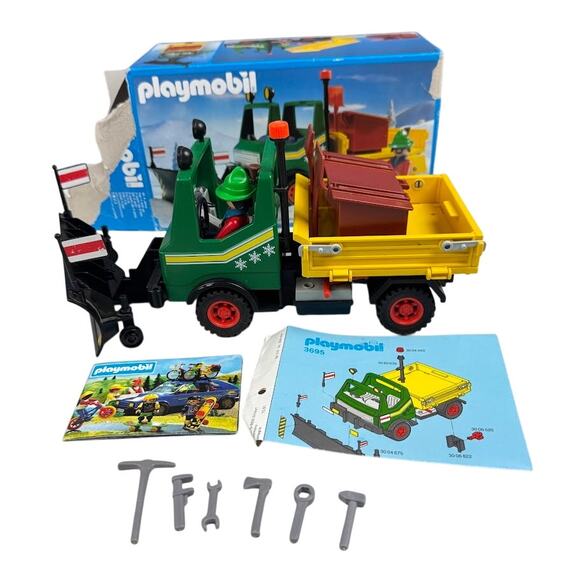 Playmobil 3695 Snowplow Truck with Driver – Vintage Set with Box & Instructions - Picture 1 of 7